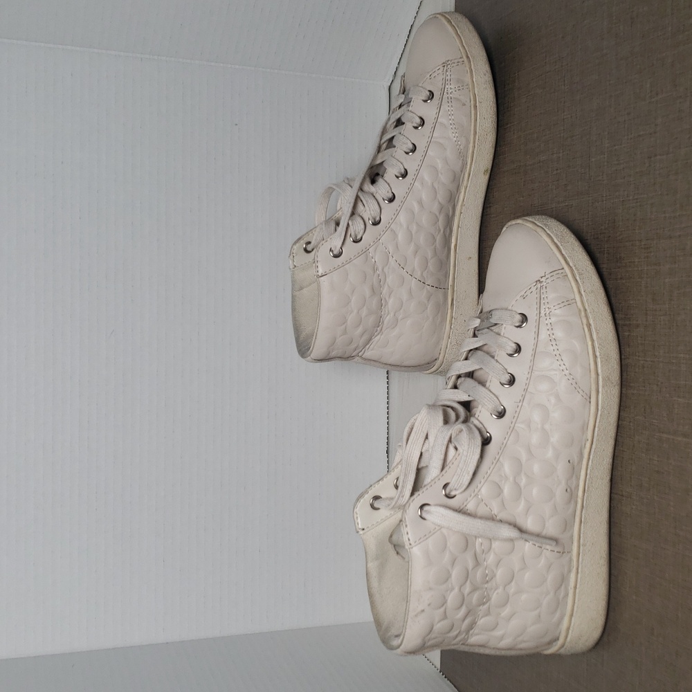 Coach Leather Ivory High Top Sneaker - SZ 6.5 - Picture 6 of 8
